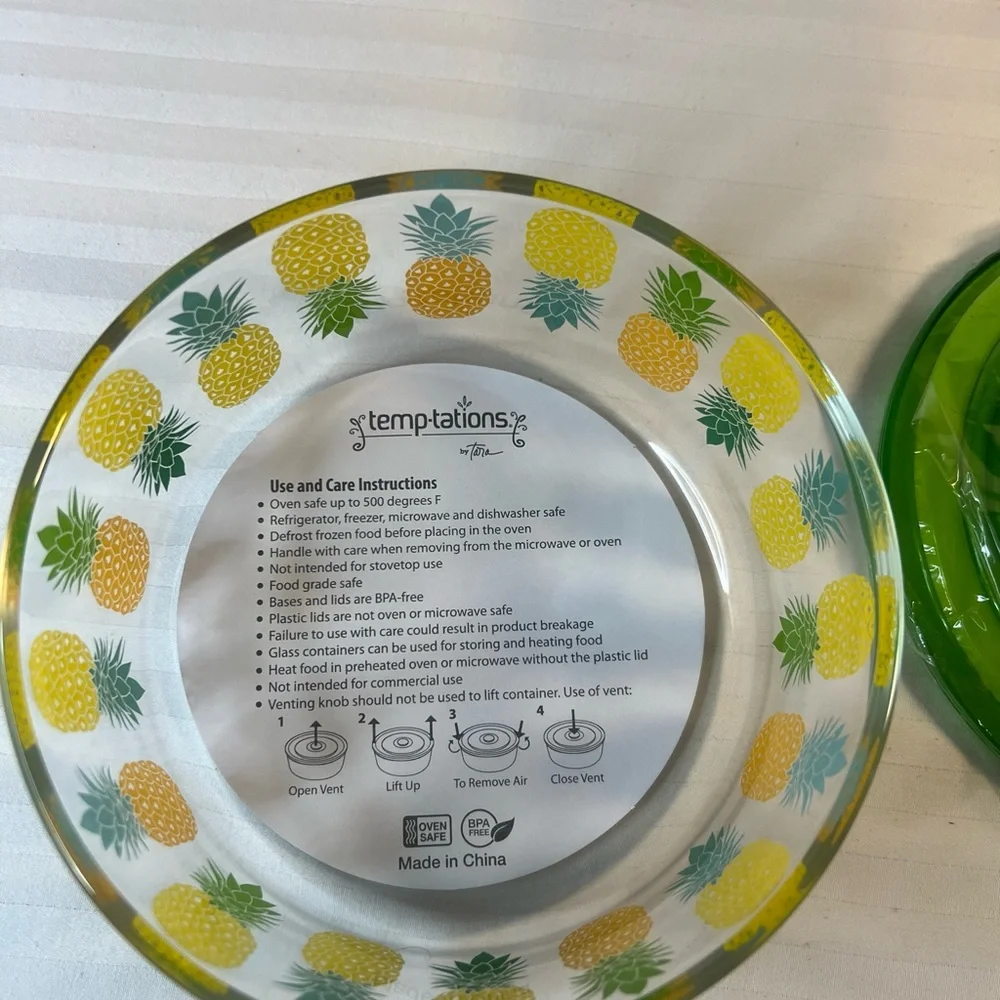 Temptations Oven Safe Glass Bakeware/Storage Container‎ Brand New Green
